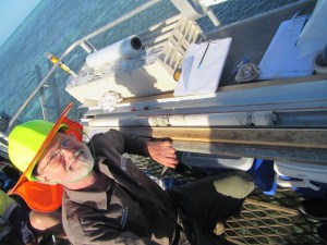 A very happy Prof. Gregg Webb (UQ) admiring his 1 m Porites birthday present!