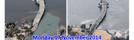 Mantoloking Bridge, New Jersey connecting to the Ocean County barrier island immediately after Hurricane Sandy (left), and the 100 days after the storm (right). Source: http://photoblog.nbcnews.com/_news/2013/02/07/16885463-100-days-after-hurricane-sandy-the-jersey-shore-slowly-recovers?lite