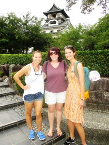 Karen Vyverberg from Uni of Florida (an honourary GRG member) with Bel and I exploring the oldest temple in Japan (Inuama Temple).